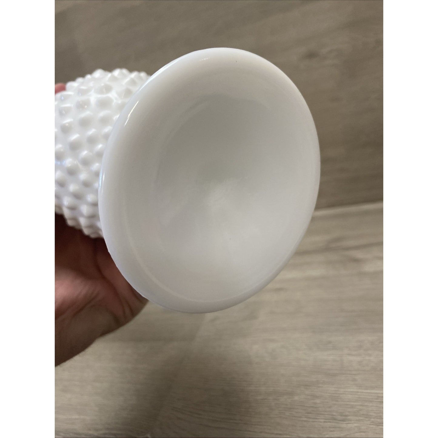 Vintage Fenton Unmarked Milk Glass Hobnail 9 Finger Pedestal Swung Vase 15.5”