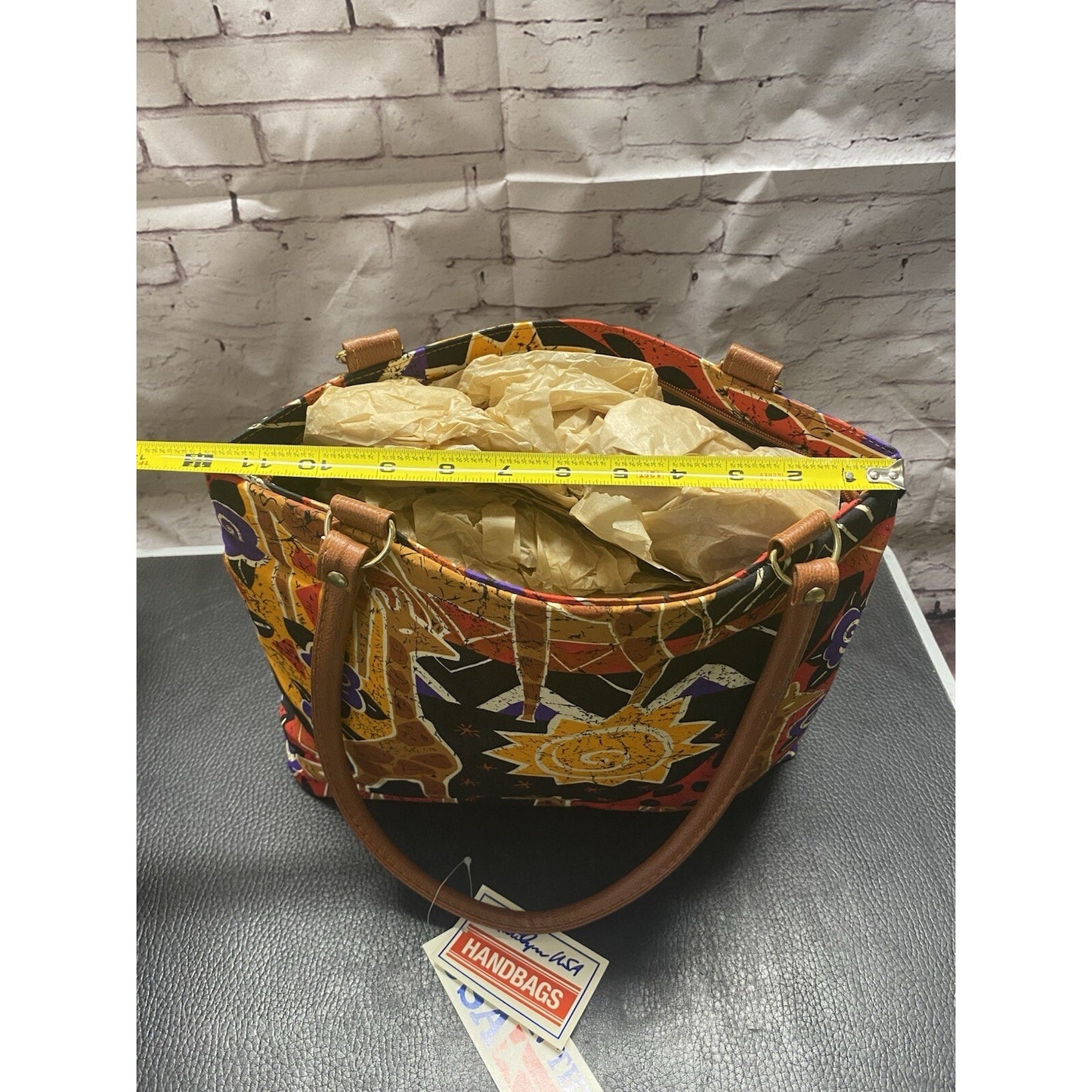 New Marilyn USA Hand Bag Purse African Giraffe Themed Colorful!