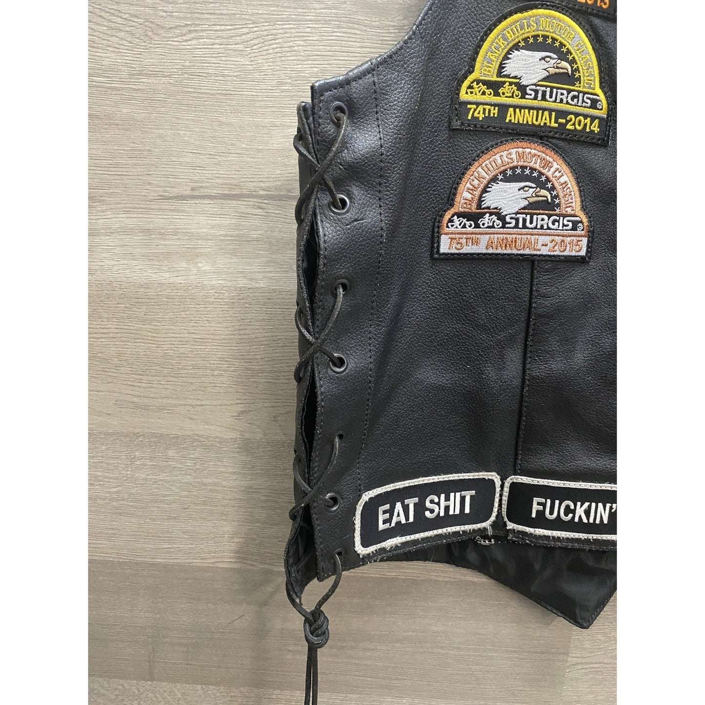 Hot Bikers Leather Motorcycle Vest W/ Patches SZ Med