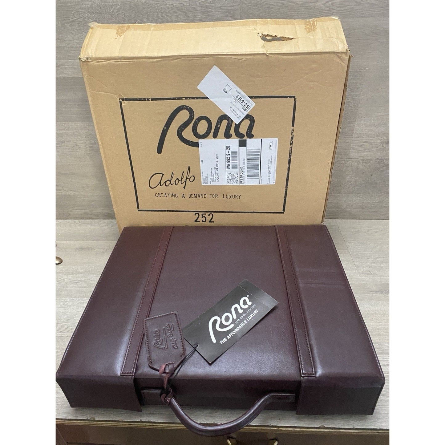 LEATHER ATTACHÉ BRIEFCASE RONA ADOLFO DESIDERIO MADE IN SPAIN DUAL COMBO LOCKS