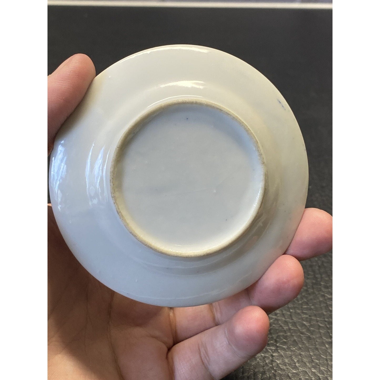 Vintage Blue Willow Flow Blue Miniature Teacup & Saucer Set