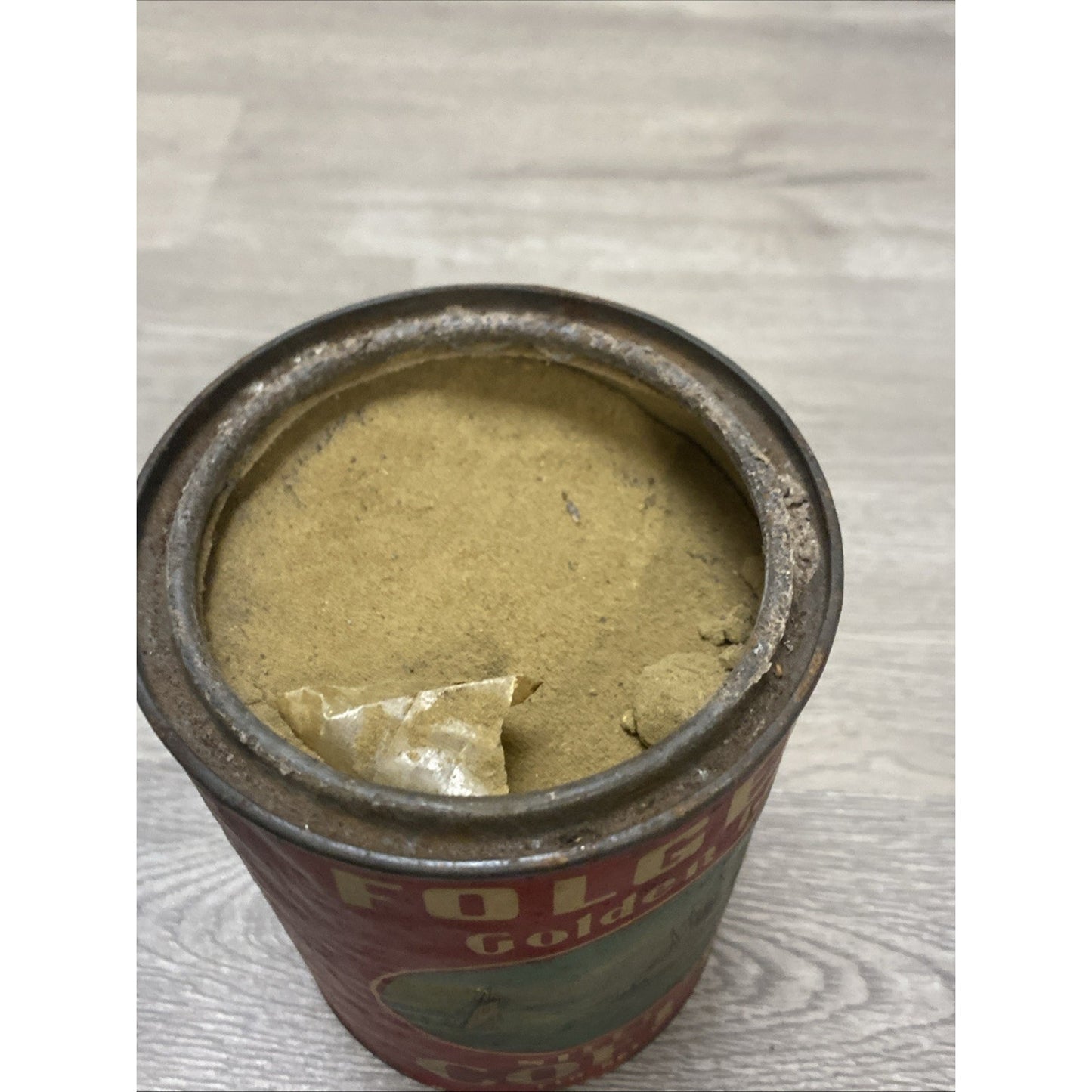 SUPER RARE 100+ YEAR OLD FOLGERS GOLDEN GATE PAPER LABEL ON TIN COFFEE CAN