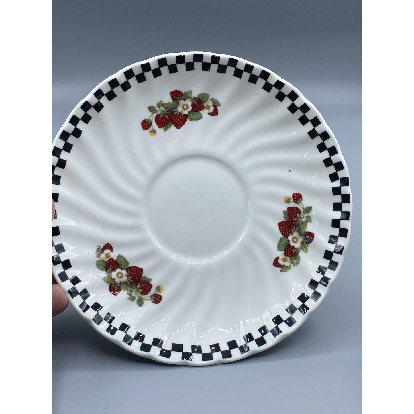 Vintage Strawberry Teacup Porcelain Bone China Crownford