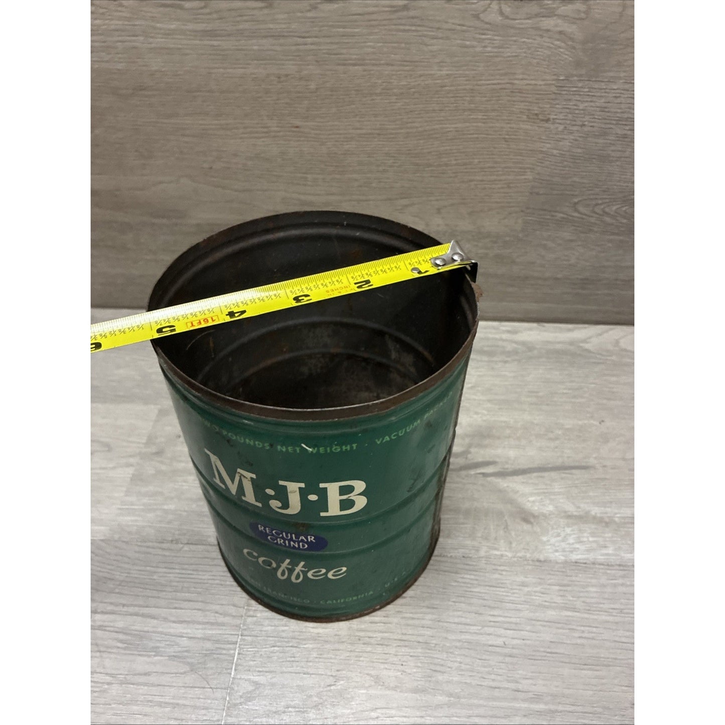 Vintage 2 LB MJB Regular Grind Coffee Tin Can Display Prop Movie