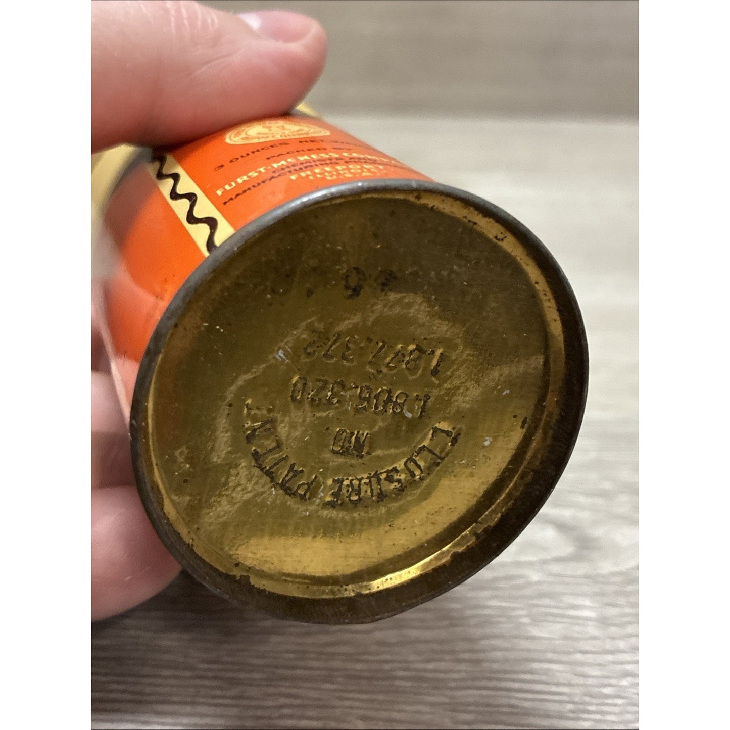 Antique F.W. McNess Mustard Tin 3oz Empty Freeport Illinois Tin