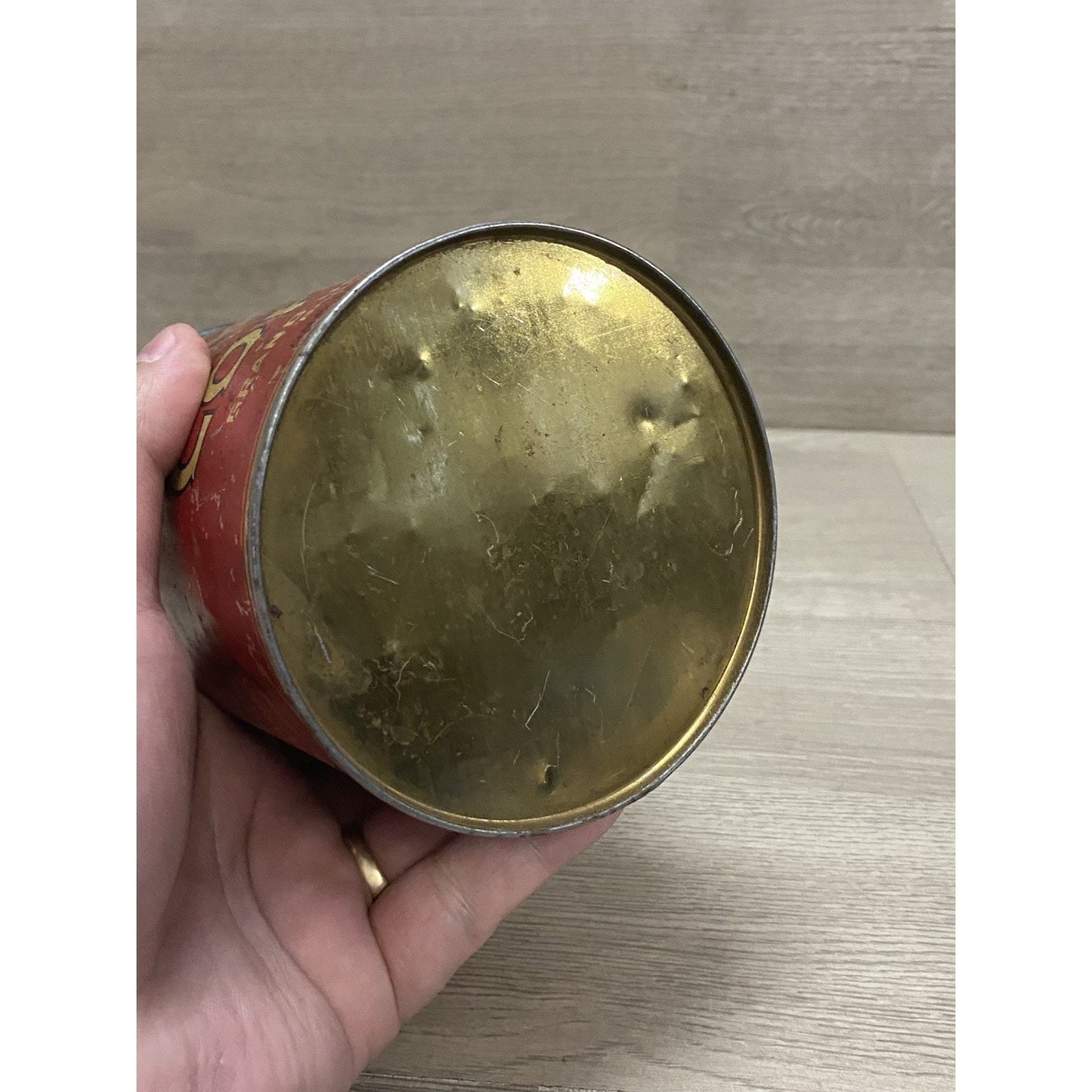 VINTAGE FLAROMA BRAND COFFEE TIN CAN 1 LB., GRAND UNION TEA CO., BROOKLYN, NY