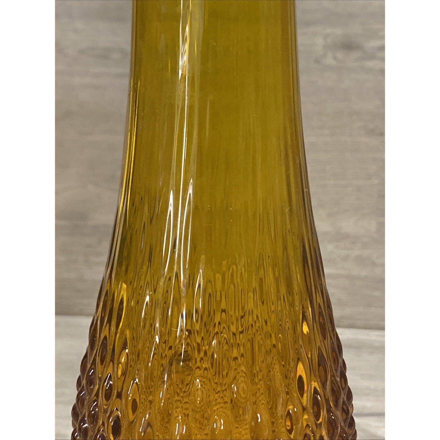 Fenton Unmarked Glass Hobnail Amber Swung Vase 16” Footed
