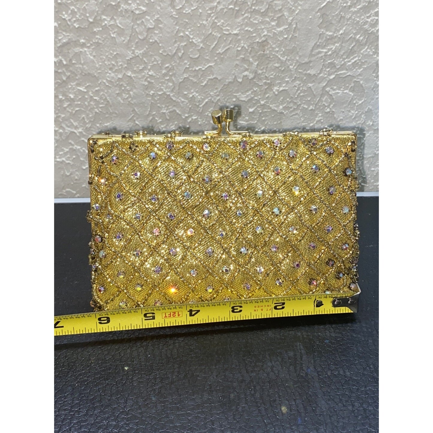 Vintage Rhinestone Encrusted Purse Hong Kong Handmade 40s 50s Glam Retro