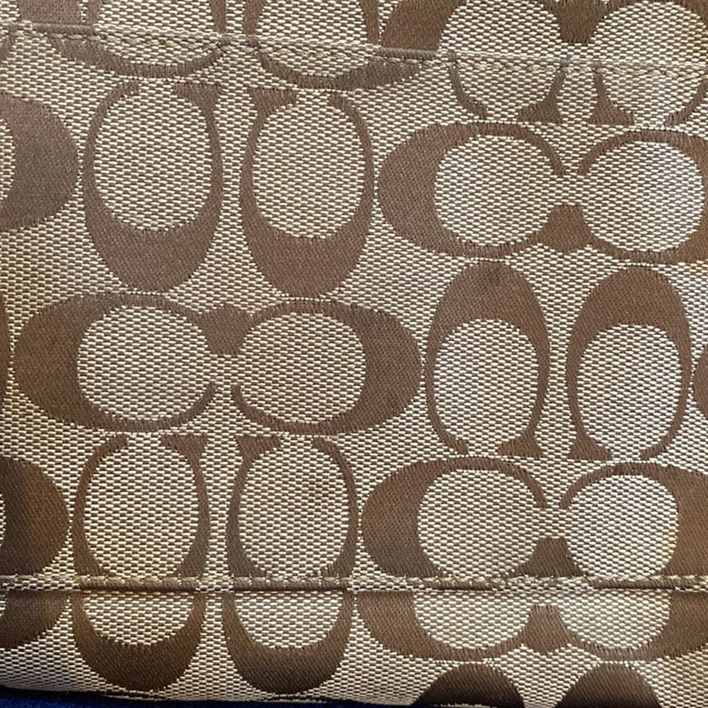 Coach Large Tan Hampton Signature Carryall Tote Purse with Braid Accents #F13068
