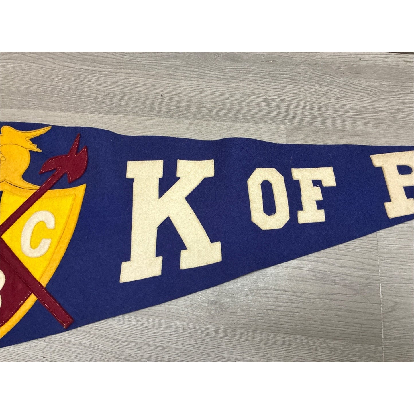 Antique Knights Of Pythias Pennant Tagged 29” Felt