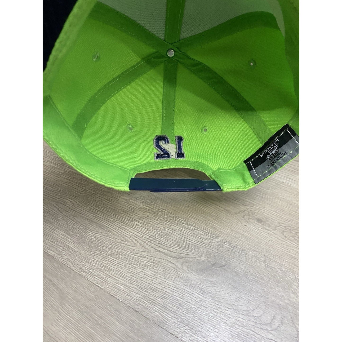 Neon Green Navy Blue 12 Player Flat Bill Snapback Hat Cap Seattle Fan 2Tone