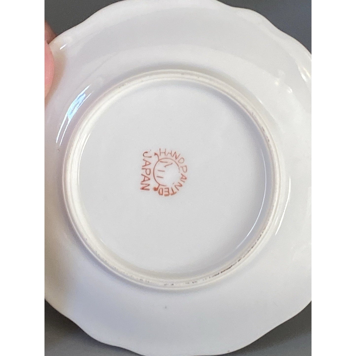 Japanese Marked Miniature Teacup & Saucer W/ Bird On Rim Floral