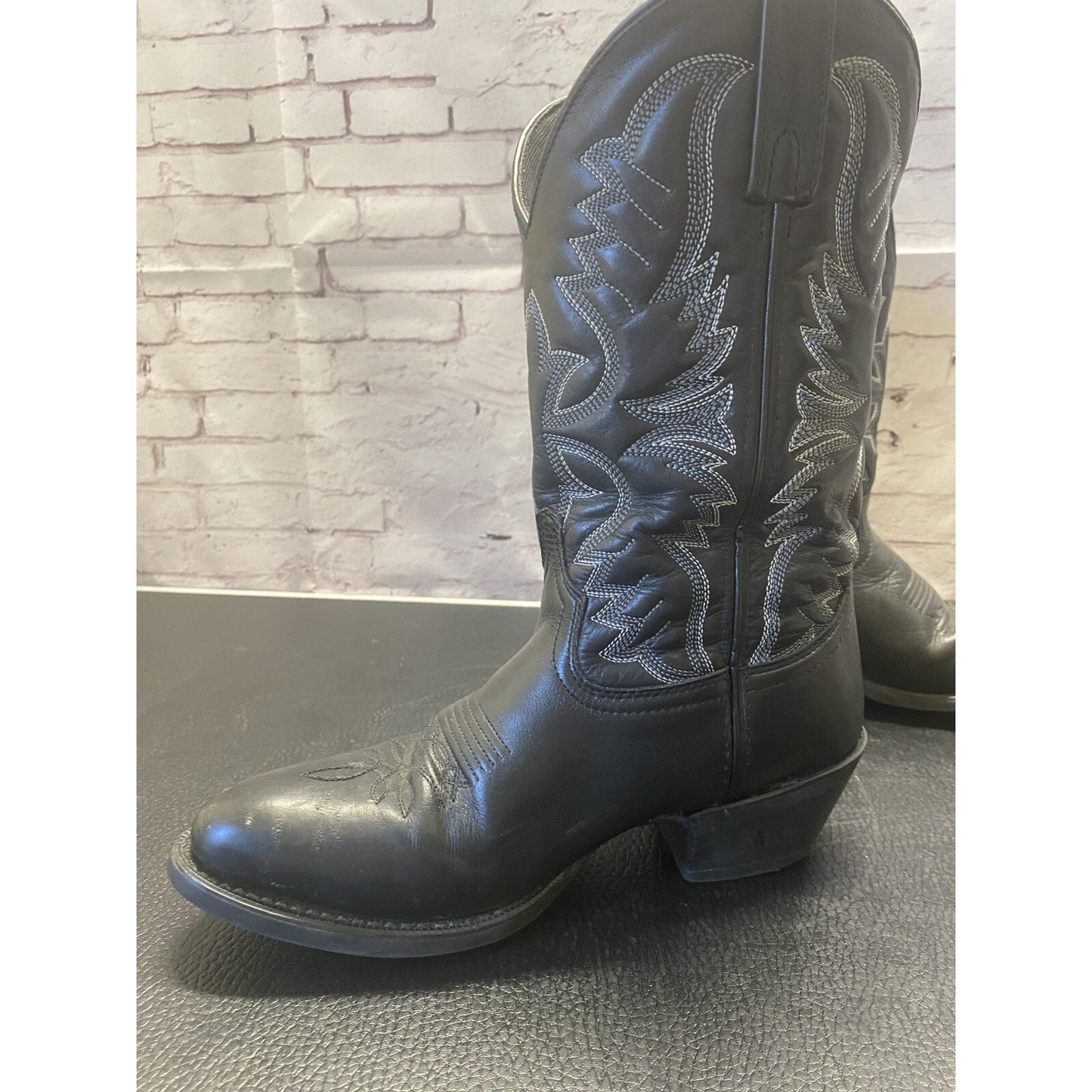Laredo Black Leather Pull Up Western Boots Men’s Sz 7D Style 032974