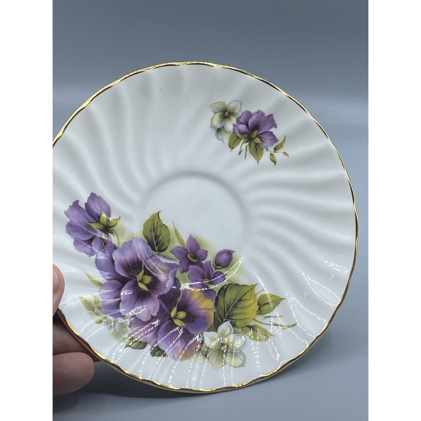 Allyn Nelson Bone China Teacup Floral Purple