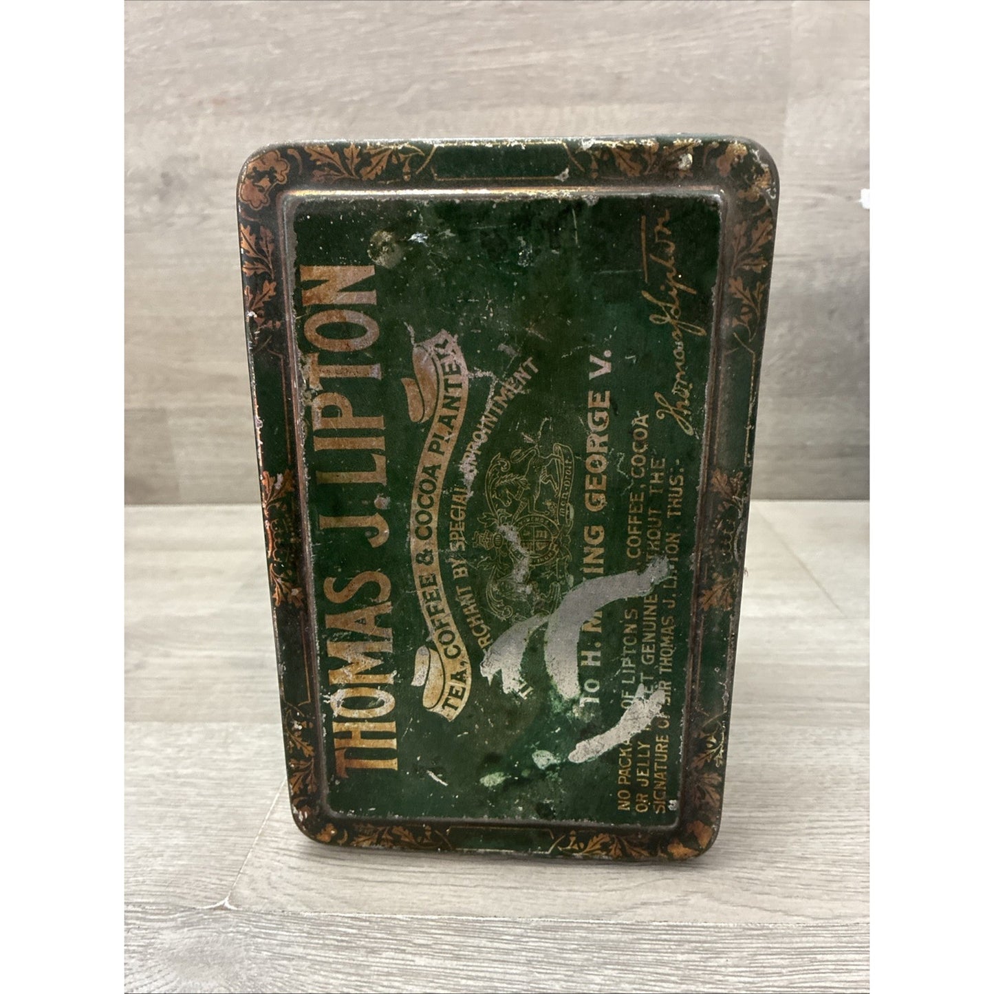 VINTAGE CIRCA 1930S THOMAS J. LIPTON CEYLON 3 LB. TEA TIN