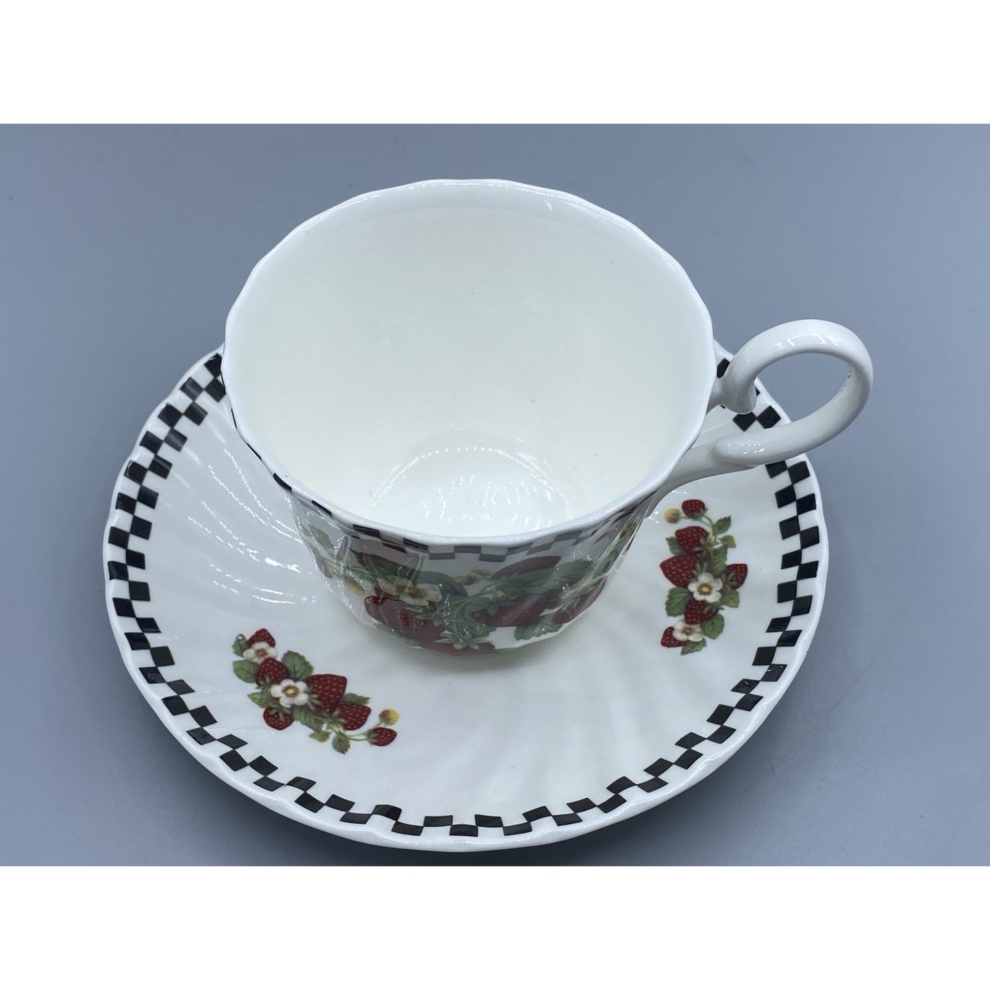 Vintage Strawberry Teacup Porcelain Bone China Crownford