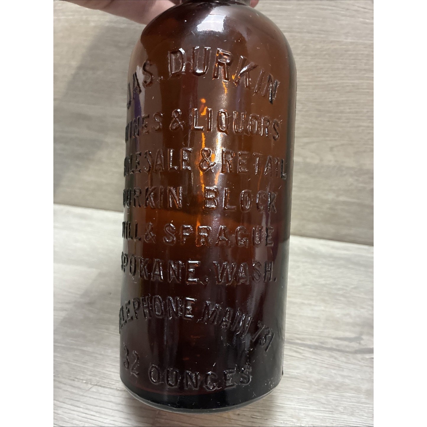 Jas Durkin Spokane Washington Whiskey 1890's Western Whiskey Bottle