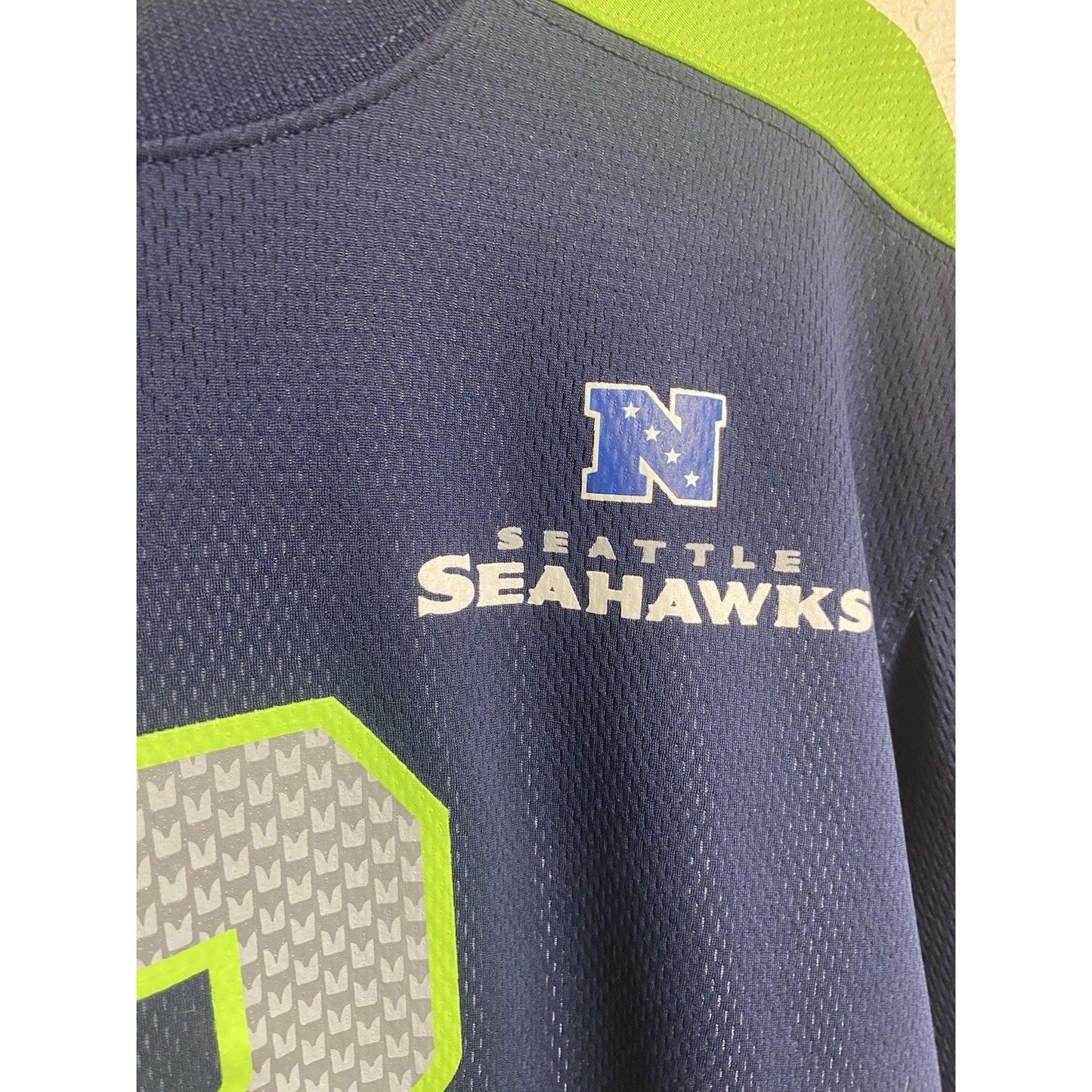 RUSSELL WILSON #3 SEATTLE SEAHAWKS Majestic Mens NFL Jersey Shirt Size LG