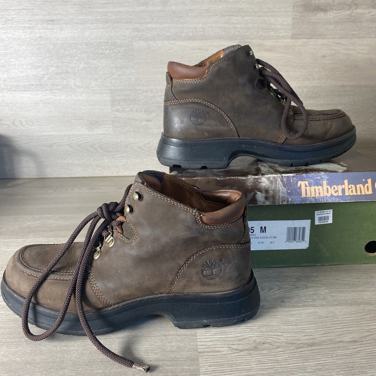 Timberland 87305 Leather Devito CHKA Chocolate Leather Boots Women’s 9 W/ Box