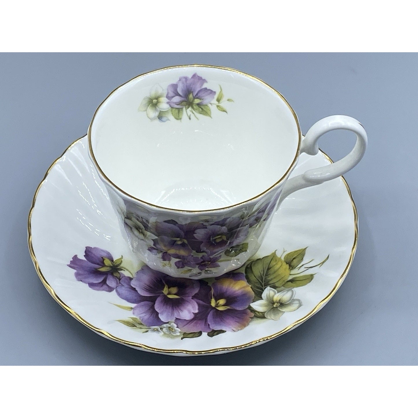 Allyn Nelson Bone China Teacup Floral Purple