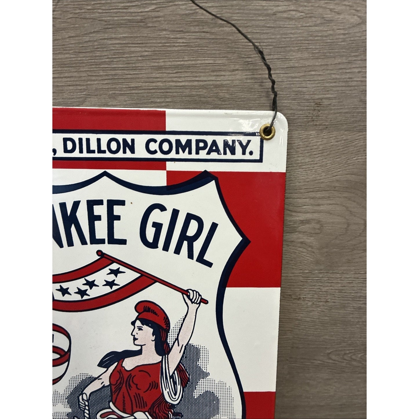 Yankee Girl Chewing Tobacco Porcelain Enamel Sign Scotten Dillon Co Union Made