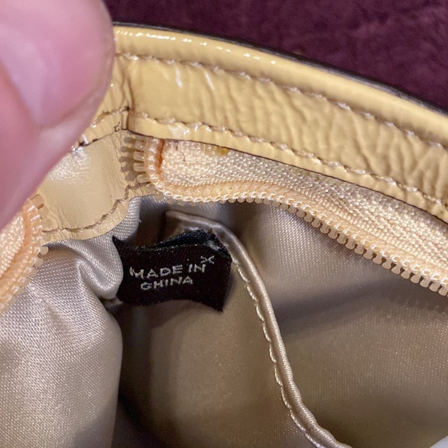 Coach Ivory Yellow Patent Leather Wristlet Purse
