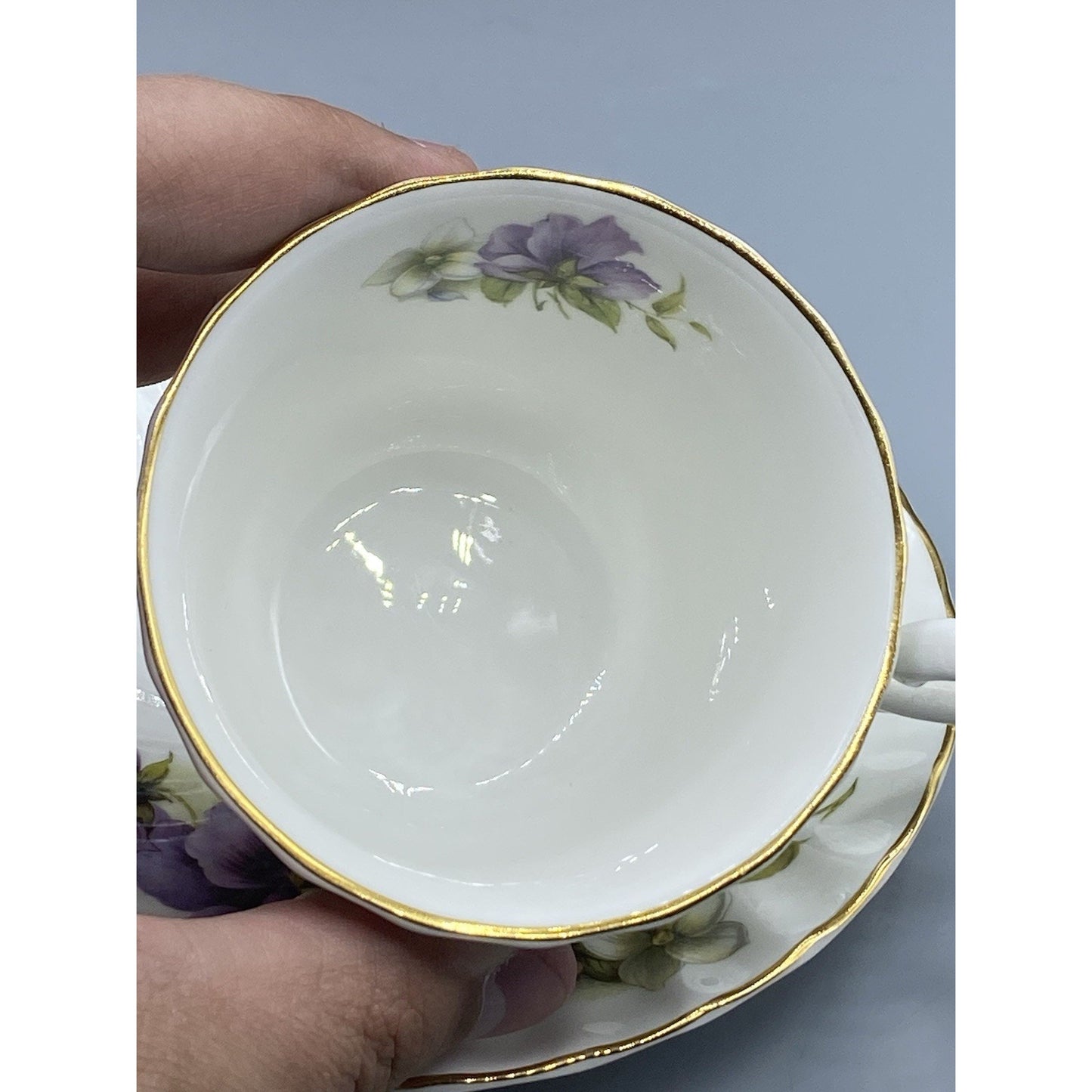 Allyn Nelson Bone China Teacup Floral Purple