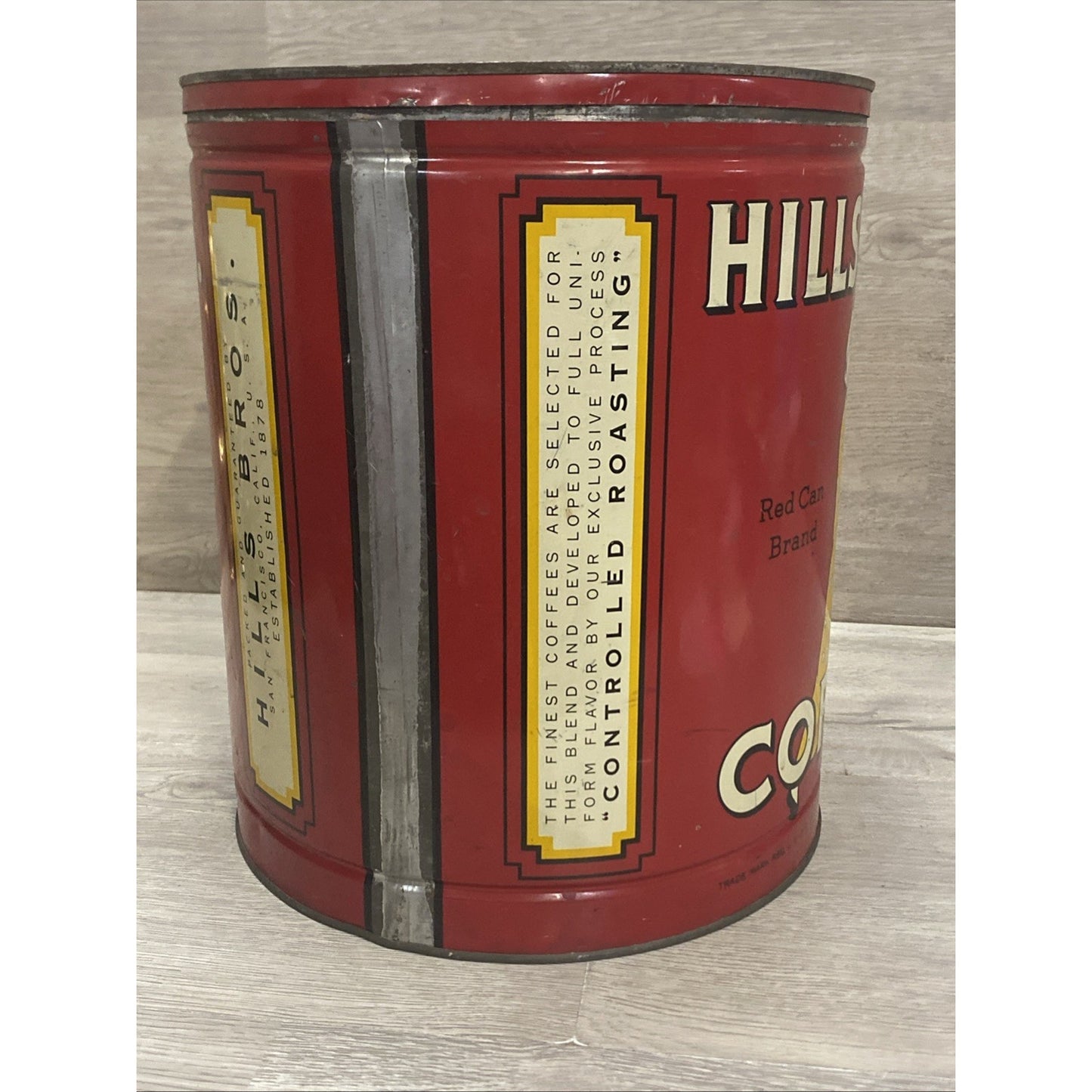 Rare Hills Bros Coffee Tin 20lb W/ Lid 1922-32-36 Coffee Advertising Very HTF