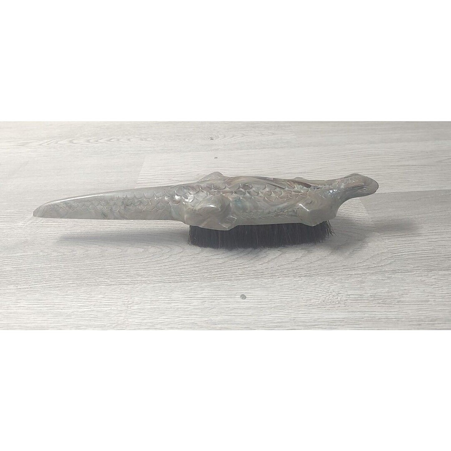 Unique Vintage English Lizard Themed Plastic Hair Brush Made In England