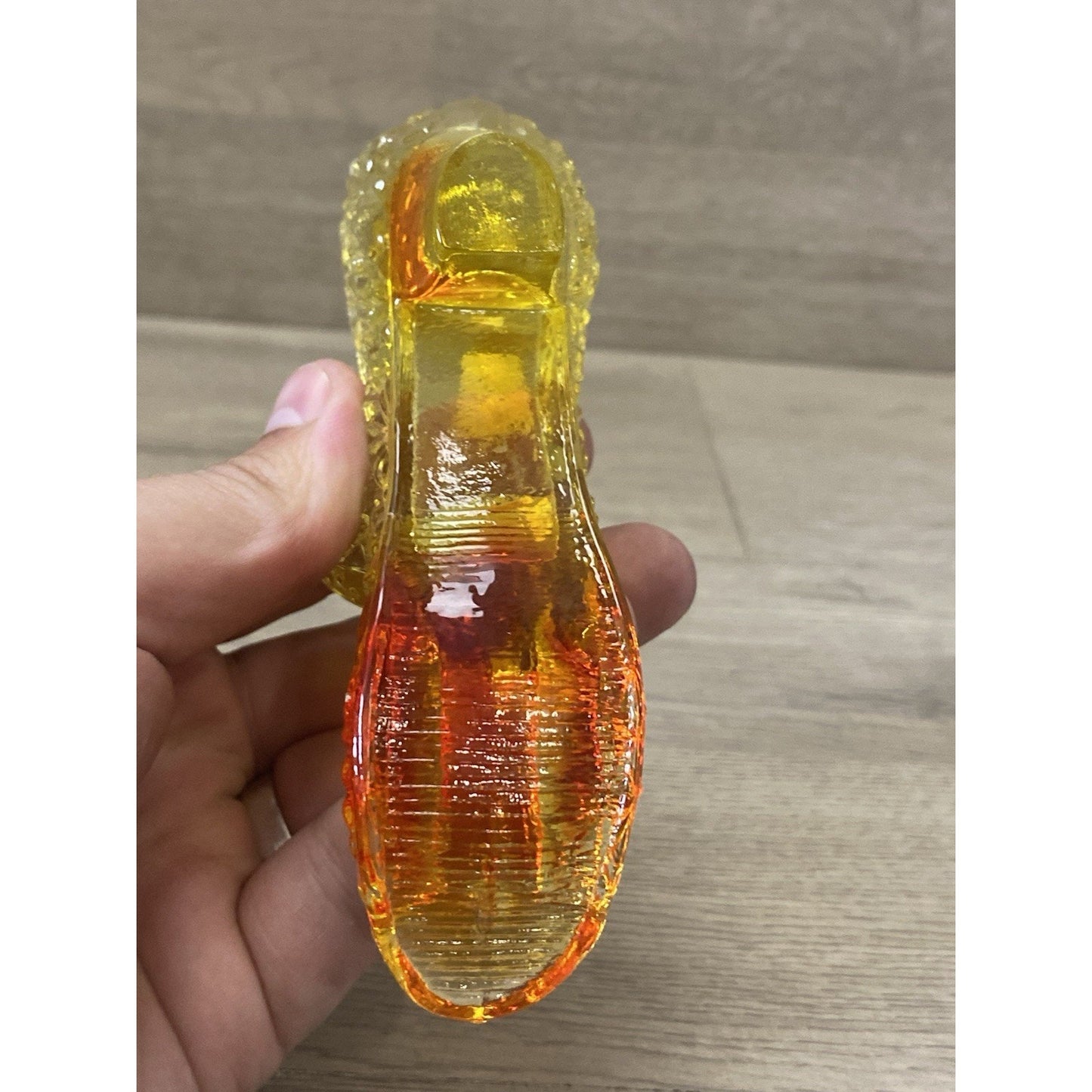 Vintage Fenton Amberina Art Glass Slipper Shoe Daisy Button