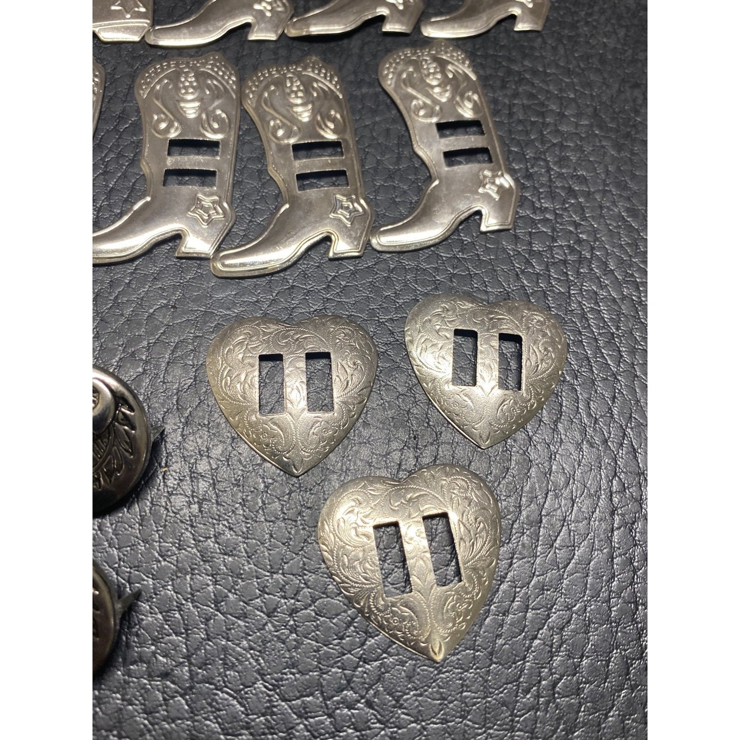 30pc Leather Making Conchos Boots, Bull, Heart