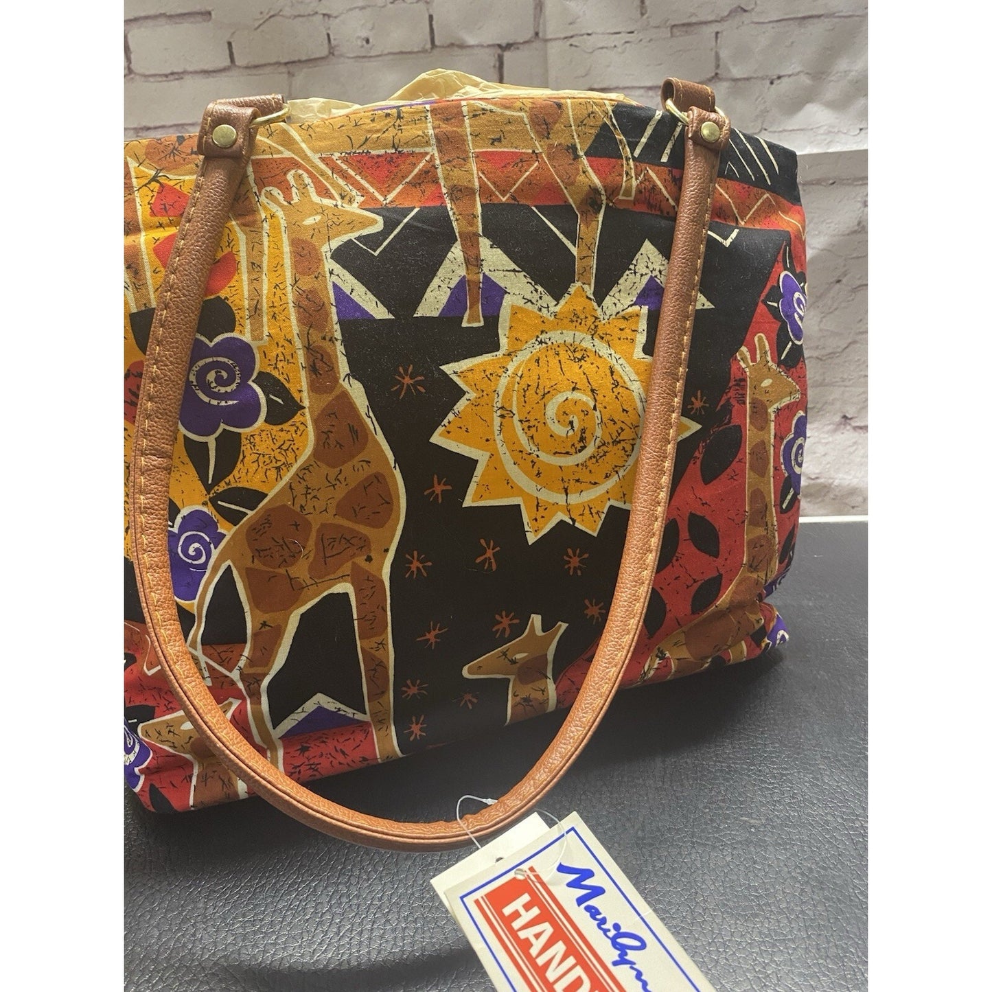 New Marilyn USA Hand Bag Purse African Giraffe Themed Colorful!