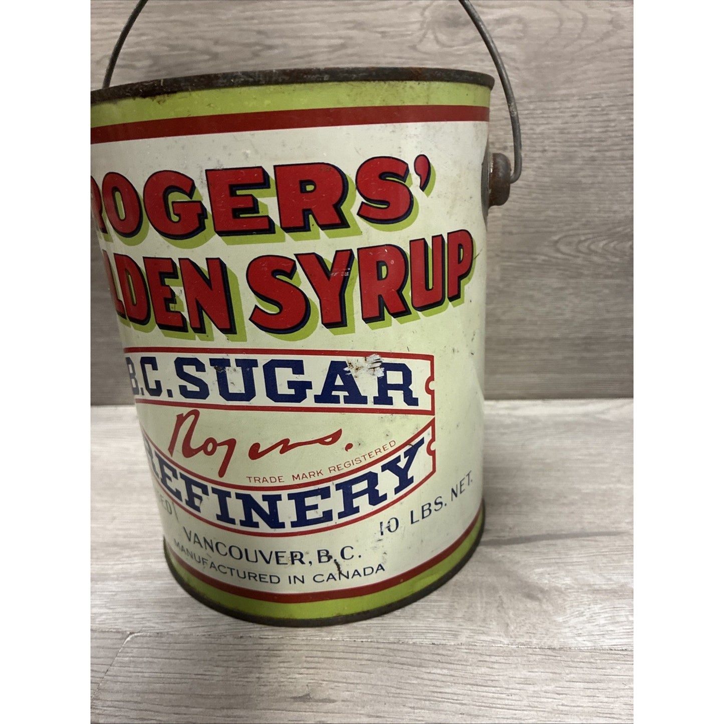 Vintage Rogers Golden Syrup 10lb Metal Can Vancouver B.C. Canada