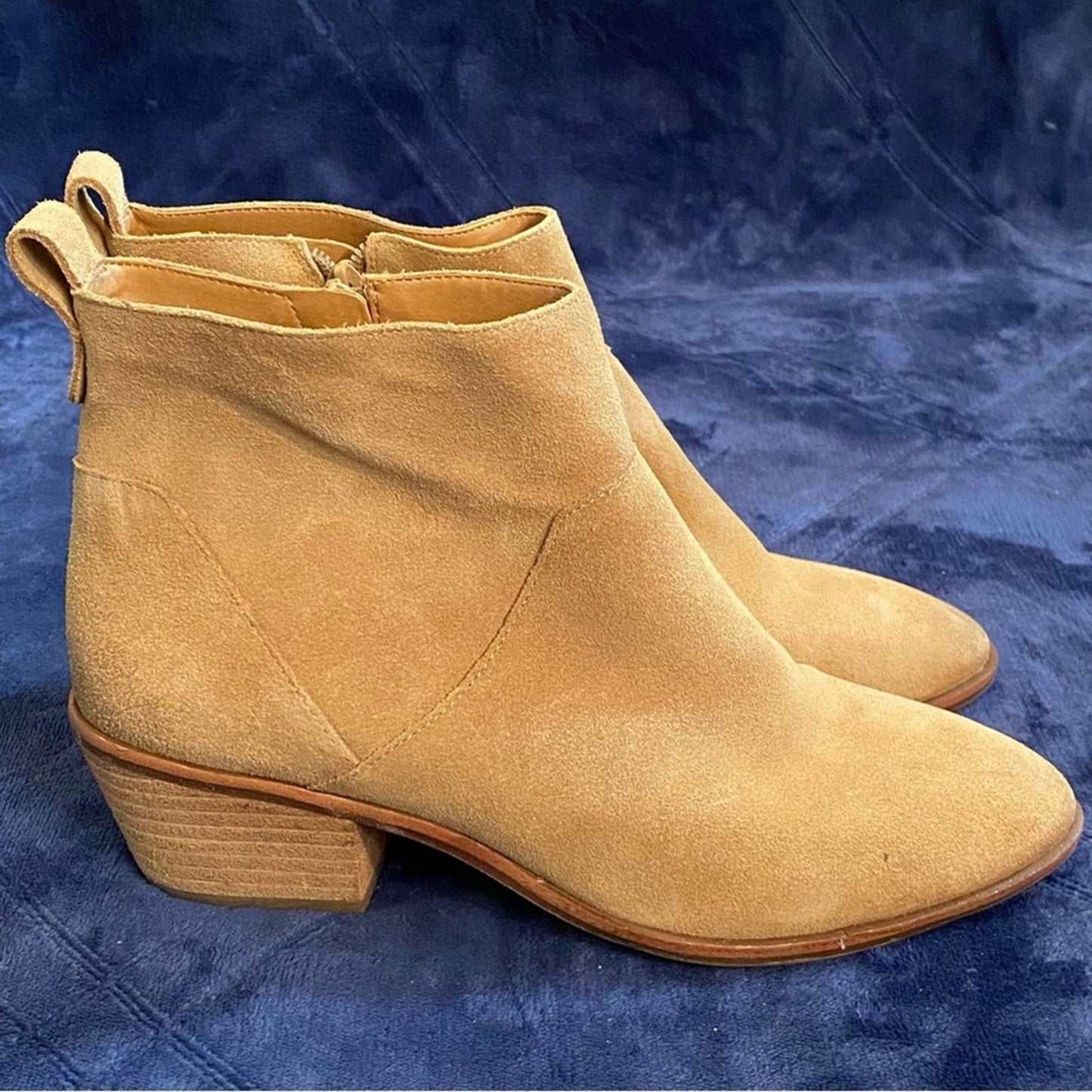 Sole Society Tan Vixen Block Heel Leather Ankle Boots
