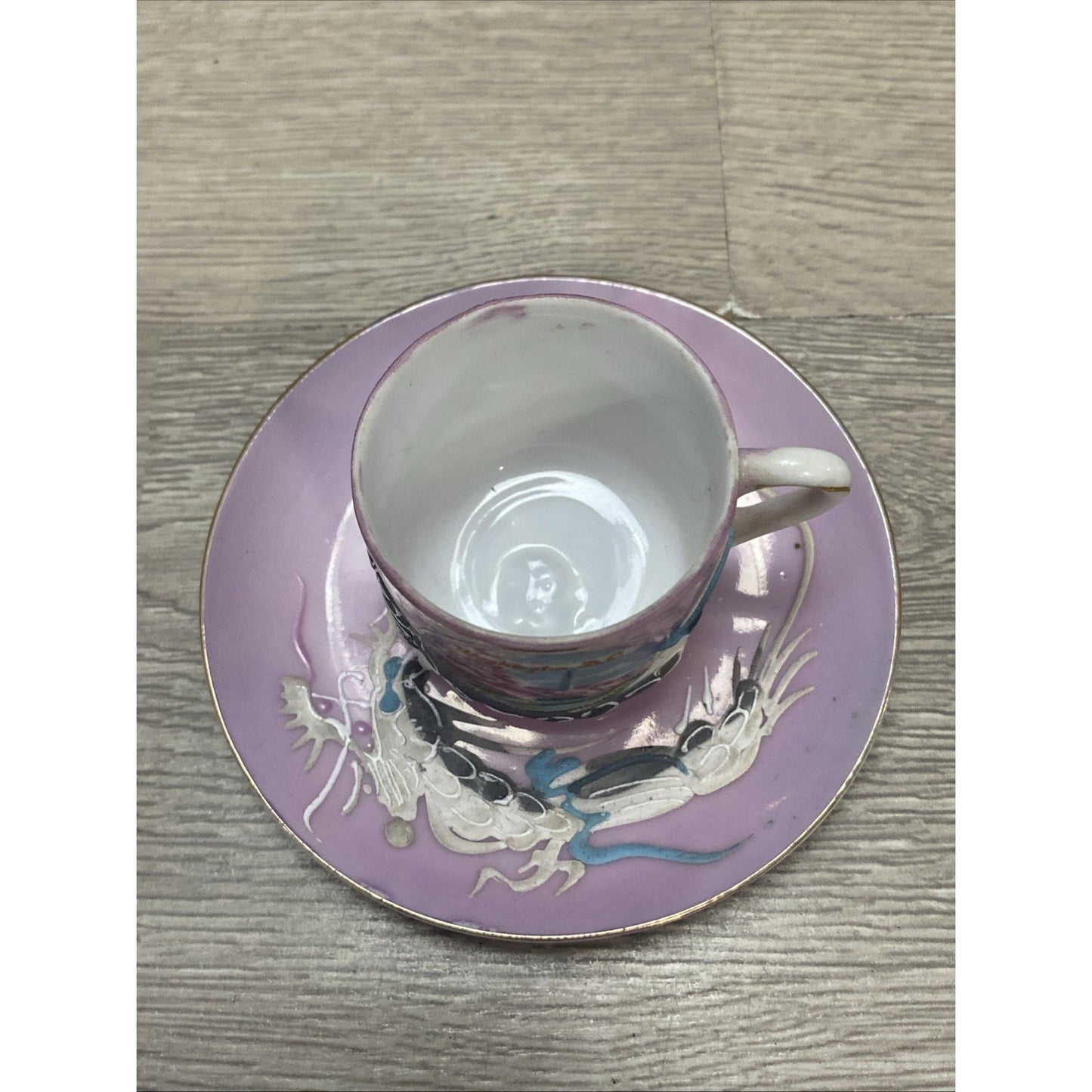 Vintage Dragon Ware Moriage Teacup Tea Cup & Saucer Souvenir WASHINGTON DC