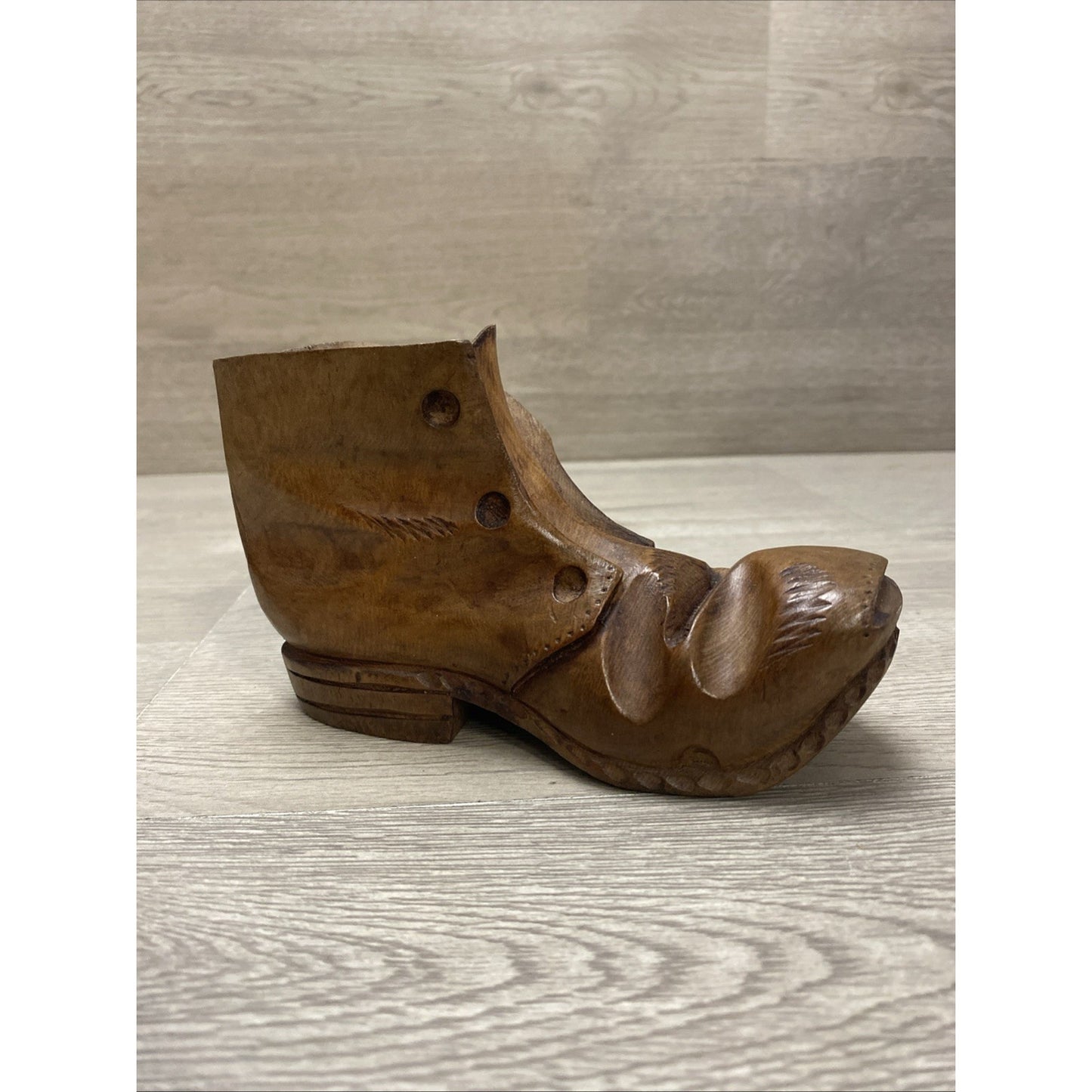 Primitive Wooden Carved Figural Boot Sculpture