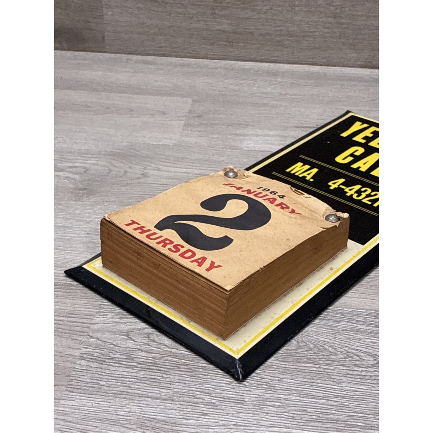 Rare 1964 Yellow Cab Hertz Rent A Car Advertising Sign Calendar Massachusetts