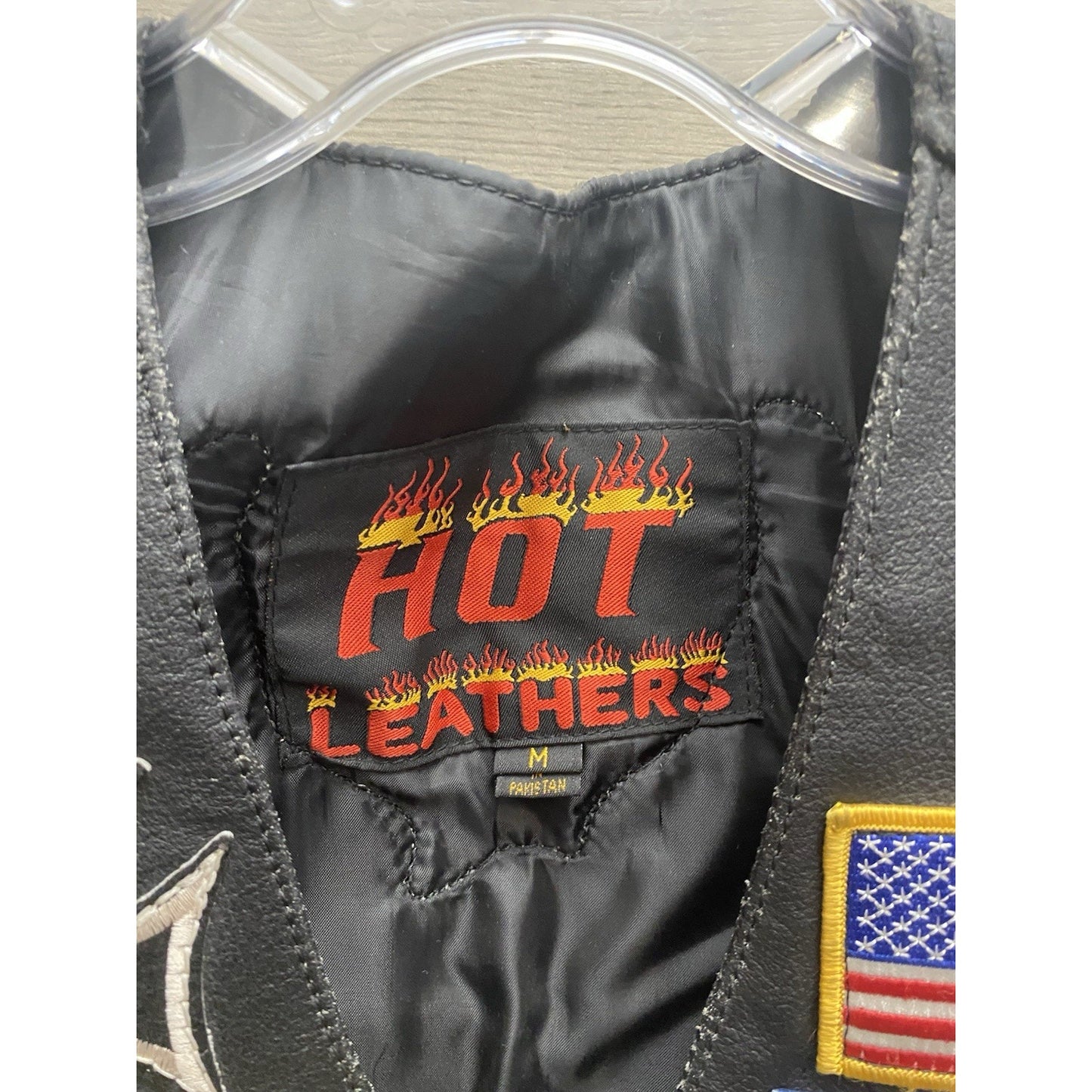 Hot Bikers Leather Motorcycle Vest W/ Patches SZ Med
