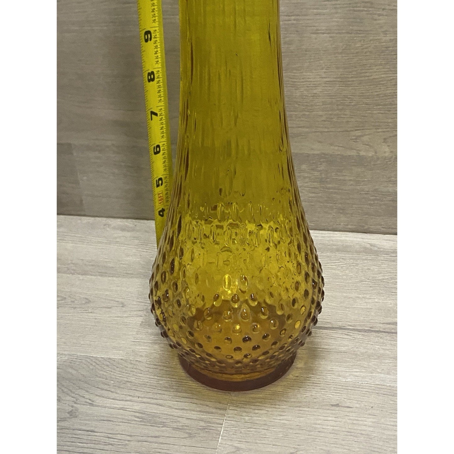 HTF Fenton? Unmarked Colonial Amber Stretch Vase Unique Style Hobnail Base 20.5”