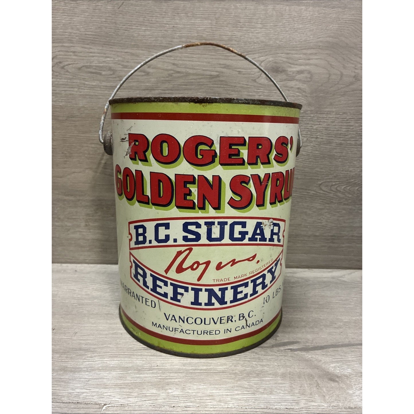Vintage Rogers Golden Syrup 10lb Metal Can Vancouver B.C. Canada