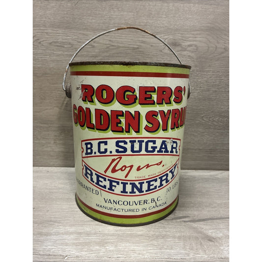 Vintage Rogers Golden Syrup 10lb Metal Can Vancouver B.C. Canada