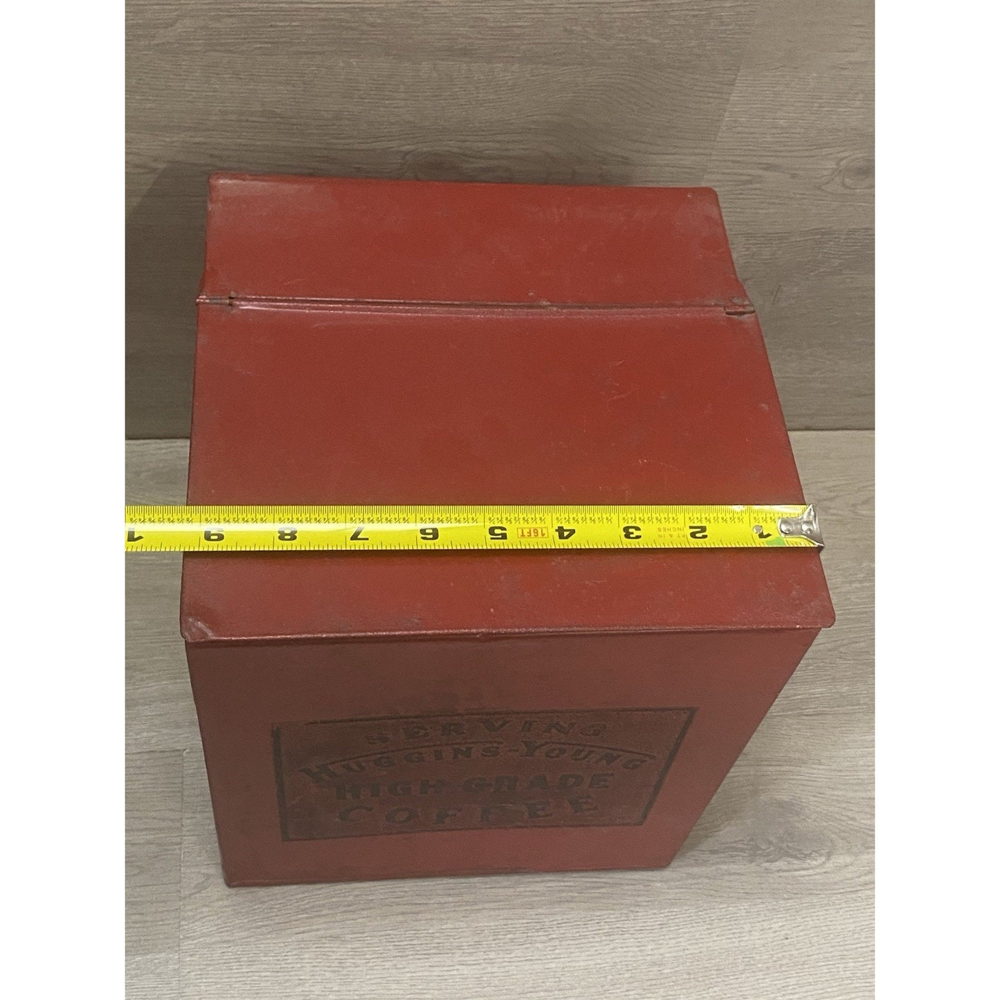 Huggins Young High Grade Coffee Tub Style Tin Red Great Graphics