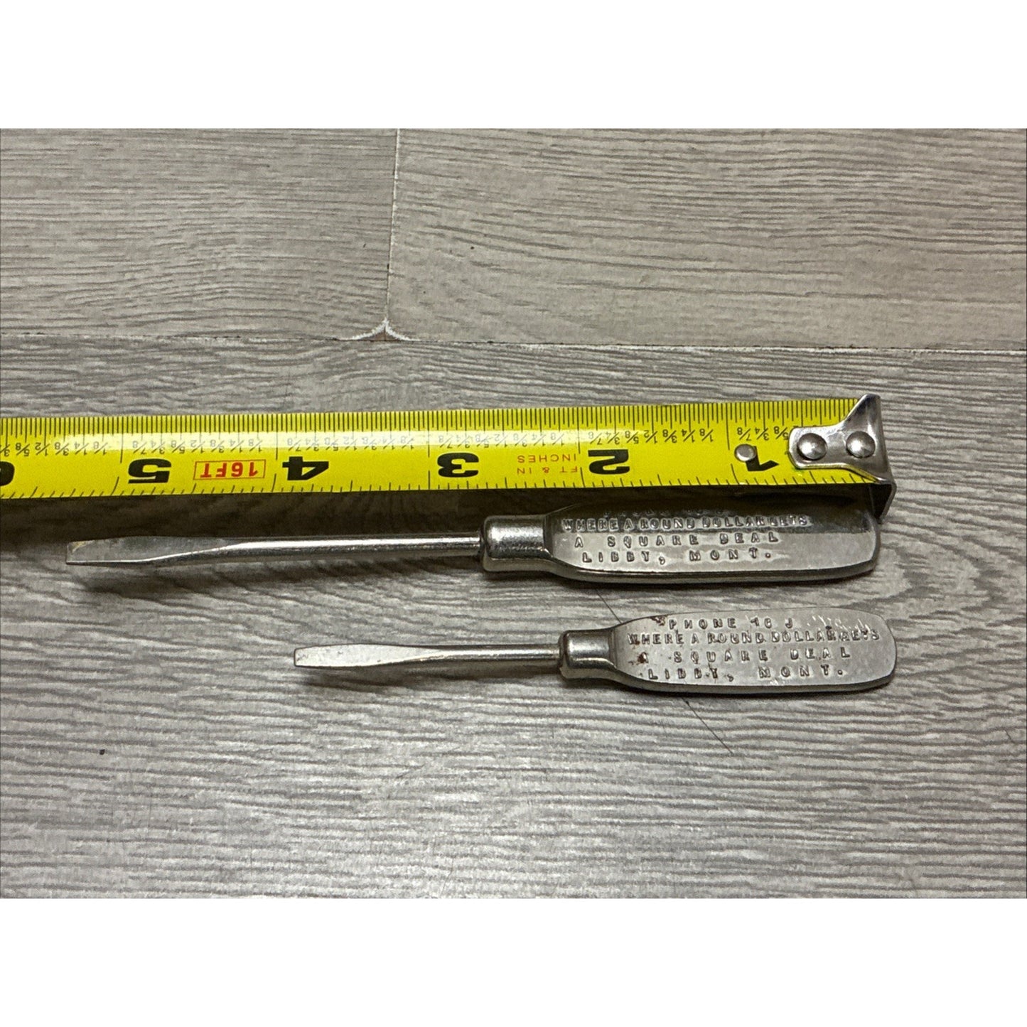 (2) VINTAGE ADVERTISING SCREWDRIVER F. BLOUGH'S CASH STORE LIBBY, MONT.