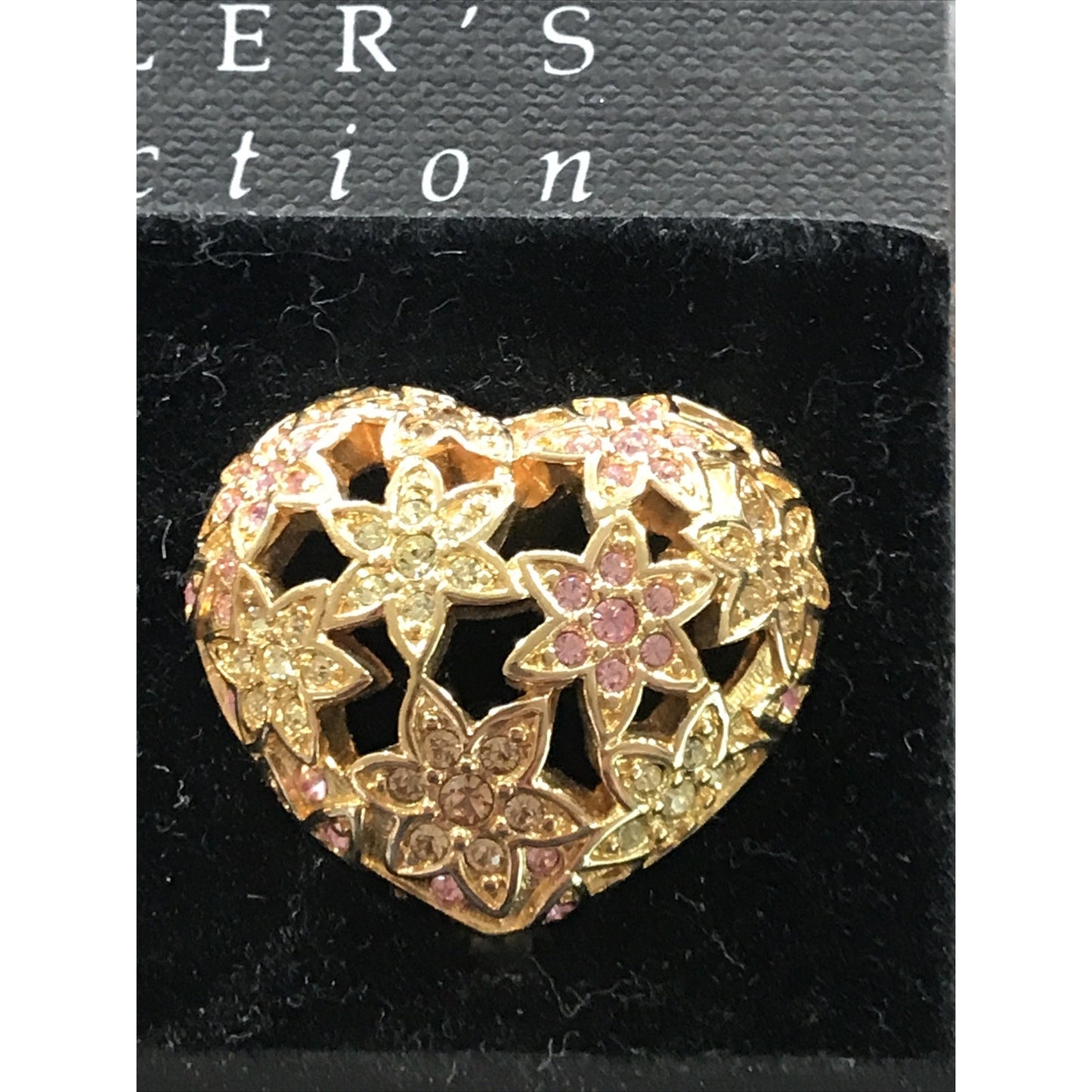Swarovski Large Rhinestone Heart Shape Clip On Gold Earrings: Swan Mark -vmabug