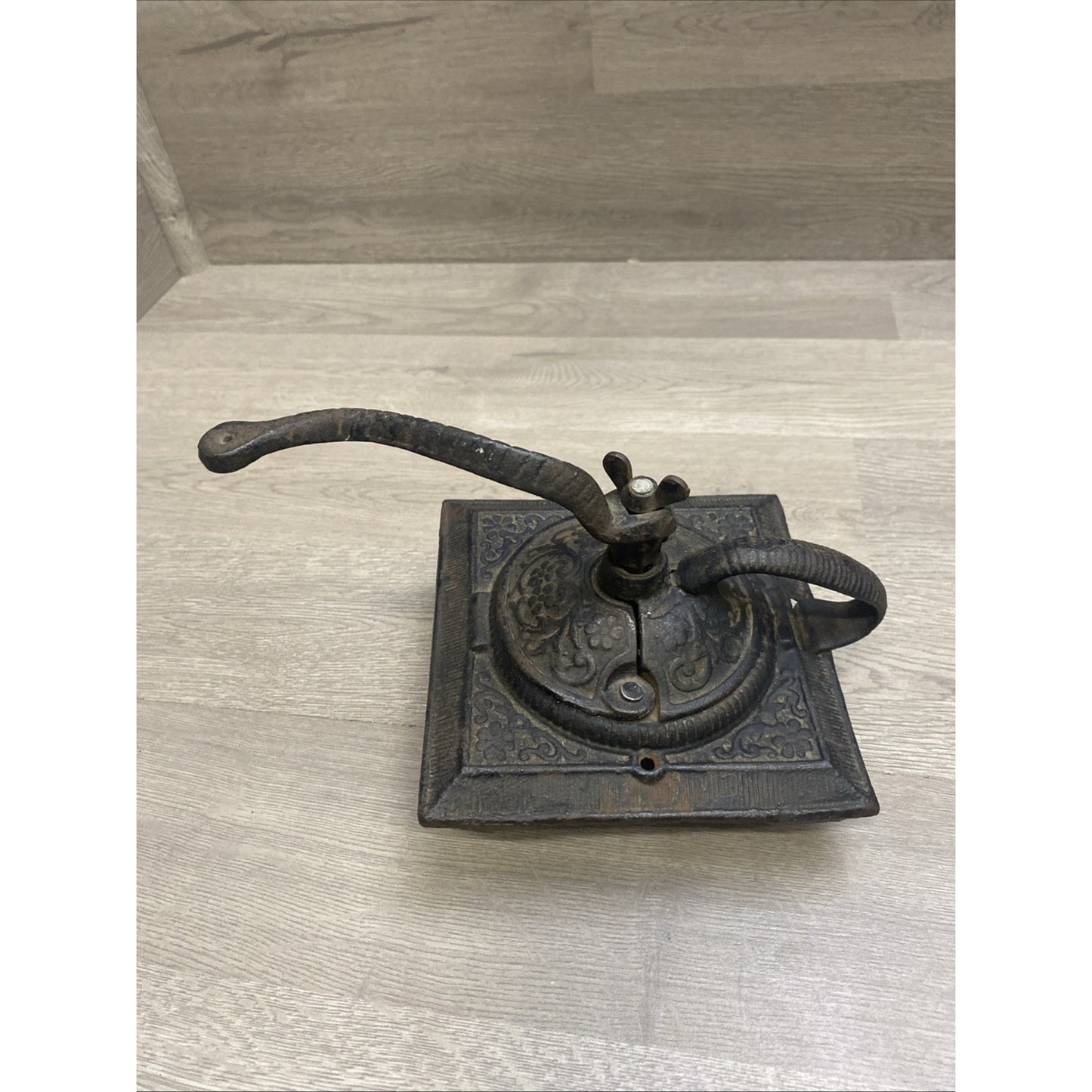 Antique Primitive Coffee Cast Iron Grinder Top and Handle Only
