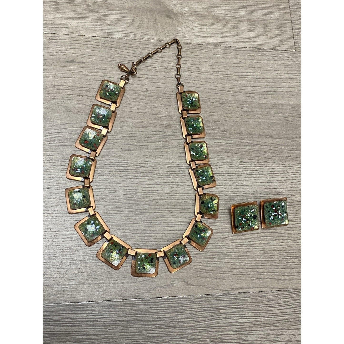 RENOIR MATISSE Enamel Splatter Choker Necklace & Earrings Set