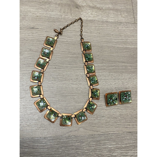 RENOIR MATISSE Enamel Splatter Choker Necklace & Earrings Set