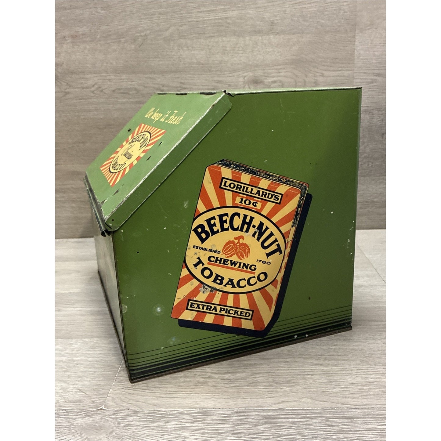 Original Lorillard’s Beech-Nut Chewing Tobacco Tin Humidor Counter Top Display