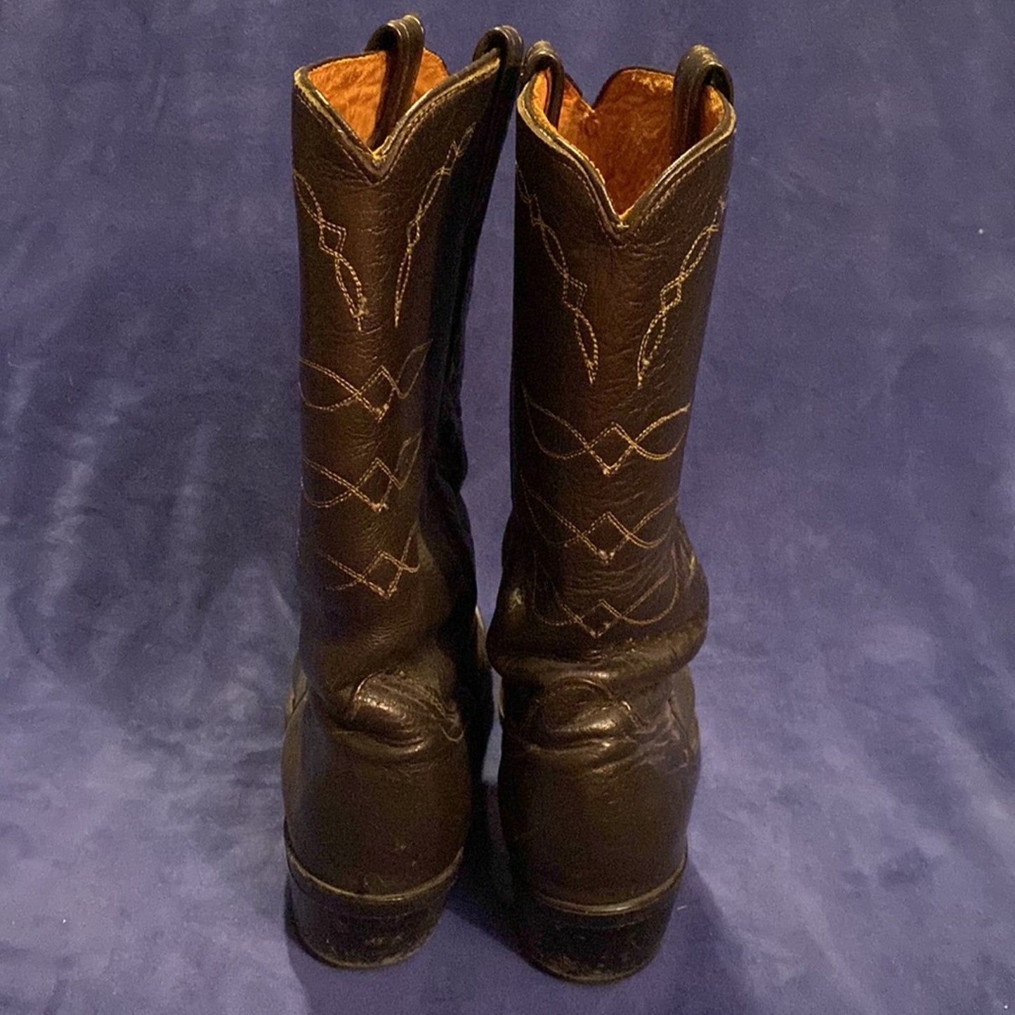 Vintage Vulcan Dark Brown Leather Cowboy Boots