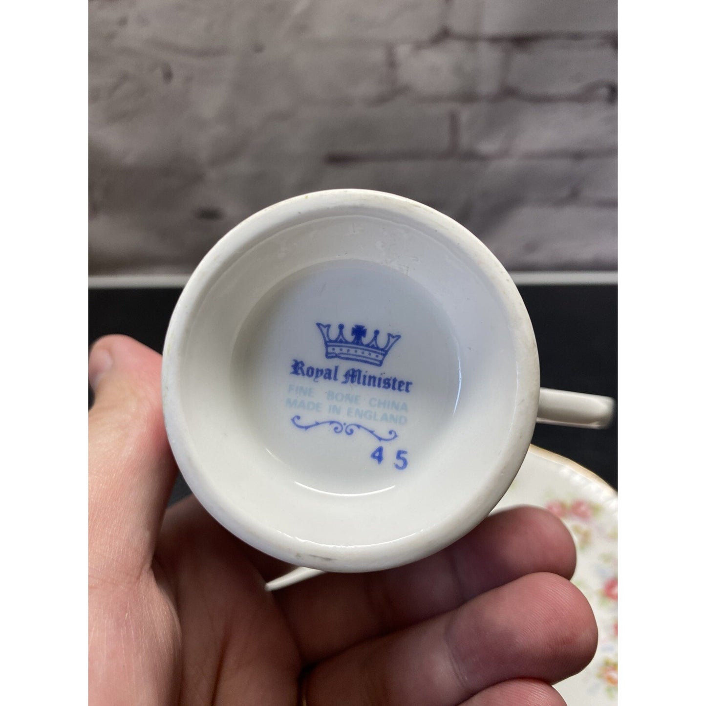 Vintage Royal Minister Floral Bone China Teacup And Saucer